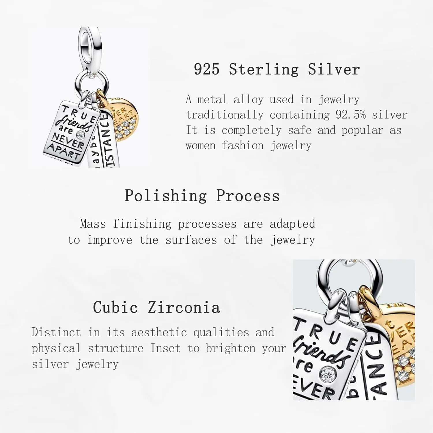 Charms Beads 925 Sterling Silver Gold Love Murano Glass Dangle Pendant with 5A Cubic fits for Charms Bracelets for Woman Girl Mother's Day Christmas Birthday Gift