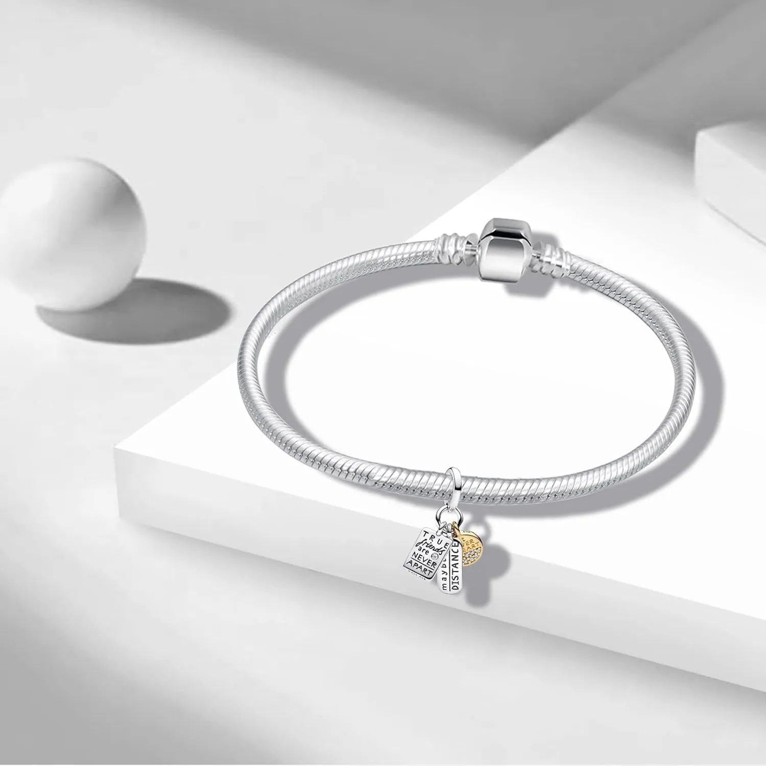 Charms Beads 925 Sterling Silver Gold Love Murano Glass Dangle Pendant with 5A Cubic fits for Charms Bracelets for Woman Girl Mother's Day Christmas Birthday Gift