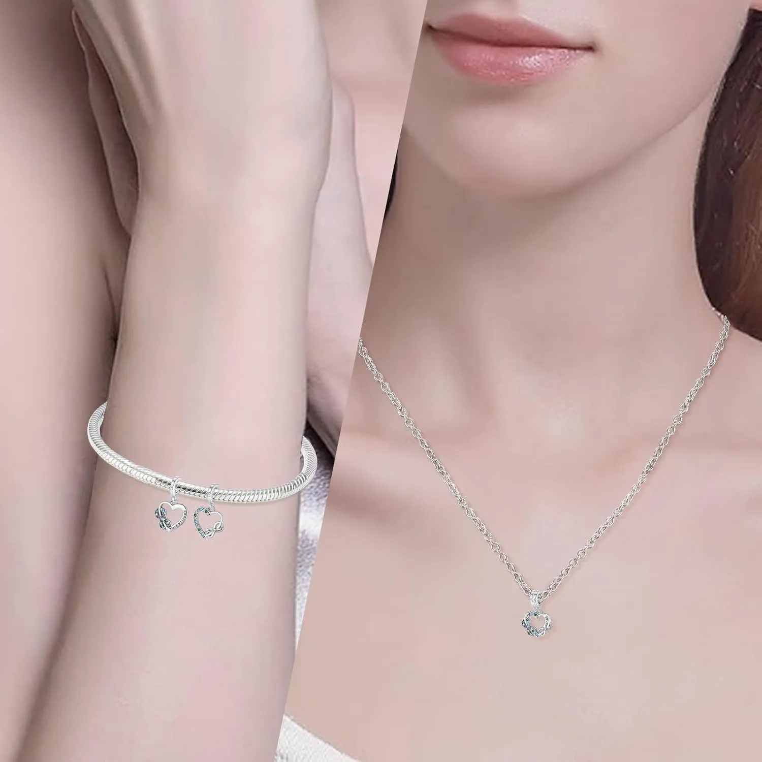 Charms Beads 925 Sterling Silver Love Mom Animal Dangle Pendant with 5A Cubic fits for Charms Bracelets for Woman Mother's Day Christmas Halloween Birthday Gift