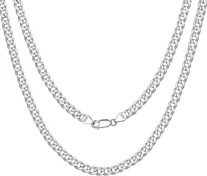 ChicSilver 2.8mm/5mm Solid 925 Sterling Silver Cuban Link/Figaro Chain Necklace for Women Men, 14, 18, 20, 22, 24, 26, 28 Inch(with Gift Box)
