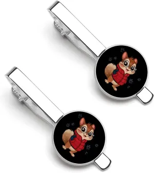 Chipmunk Mens Tie Clips Pin Unique Tie Bars for Wedding Anniversary Holiday Gifts 5.5x2.2cm