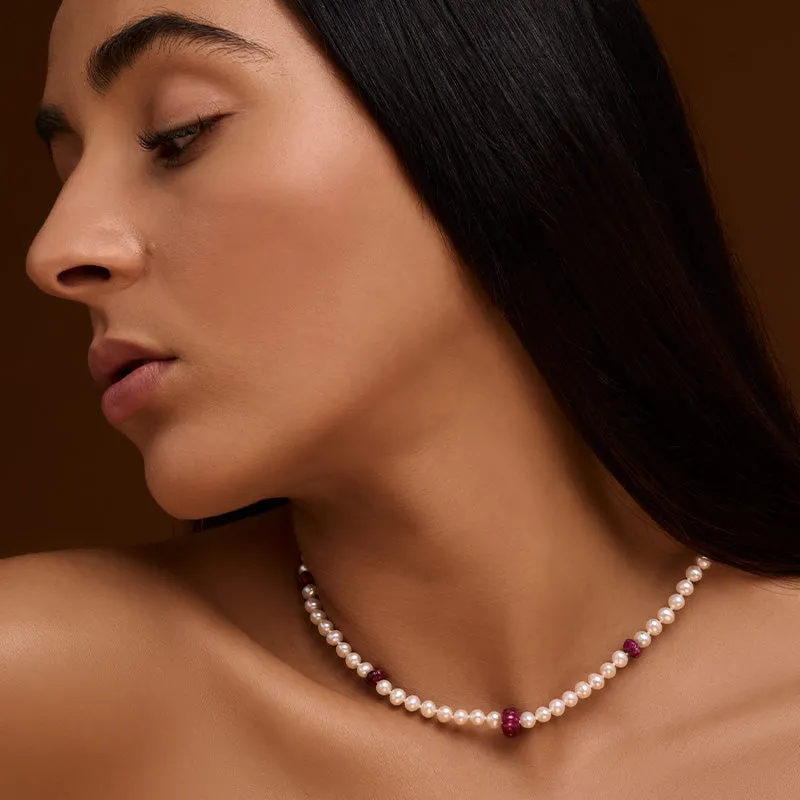 Chronos Necklace, Melon Ruby, 9kt Yellow Gold