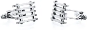 Classy Industrial Striped Design Polished Titanium Mens Cufflinks, Men's Cufflinks Business Wedding Shirts, Cuff Links Men's Gifts - Boyfriend, Husband, Groom w/Jewelry Box, Gifts for Men