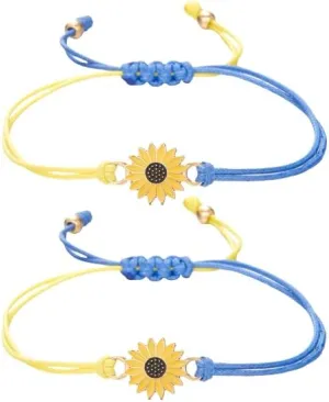 COLORFUL BLING 1/2/4/8 Pcs Set Ukraine Bracelet Handmade Support Ukraine Jewelry Peace Sunflower Bracelet Yellow Blue Color for Women Men Kids Pray for Ukraine