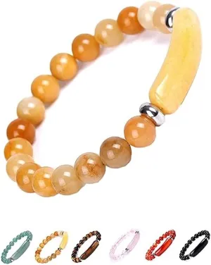 COLORFUL BLING 8MM Stone Bracelets Aventurine Jade Stretch Bangle Bracelet Natural Gemstone Stretch Bracelet Beads Chakra Crystal Energy Heart Charm Bracelet Handmade Jewelry for Women