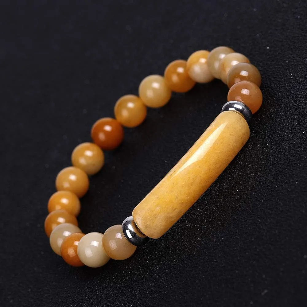 COLORFUL BLING 8MM Stone Bracelets Aventurine Jade Stretch Bangle Bracelet Natural Gemstone Stretch Bracelet Beads Chakra Crystal Energy Heart Charm Bracelet Handmade Jewelry for Women