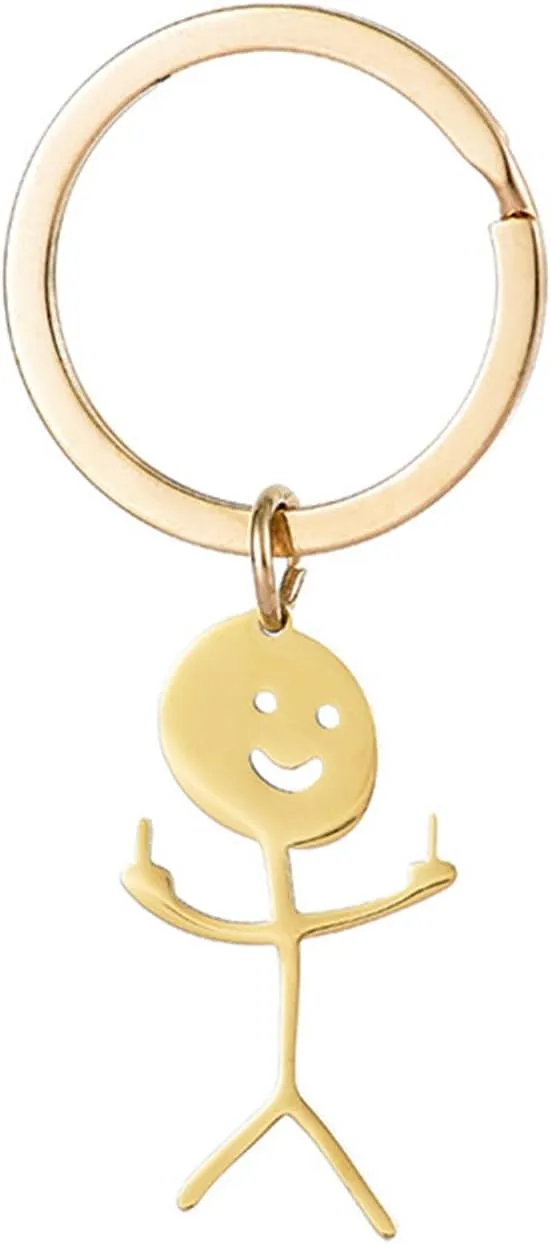 COLORFUL BLING Funny Doodle Face Smile Keychain Chain Key Ring for Women Men Jewelry Unique Handmade Aesthetic Trendy Simple