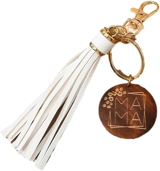 COLORFUL BLING MAMA KeyChain Leather Tassel Bracelet Holder Keyring Unique Bangle Accessory For Mom Mother's Day Gift