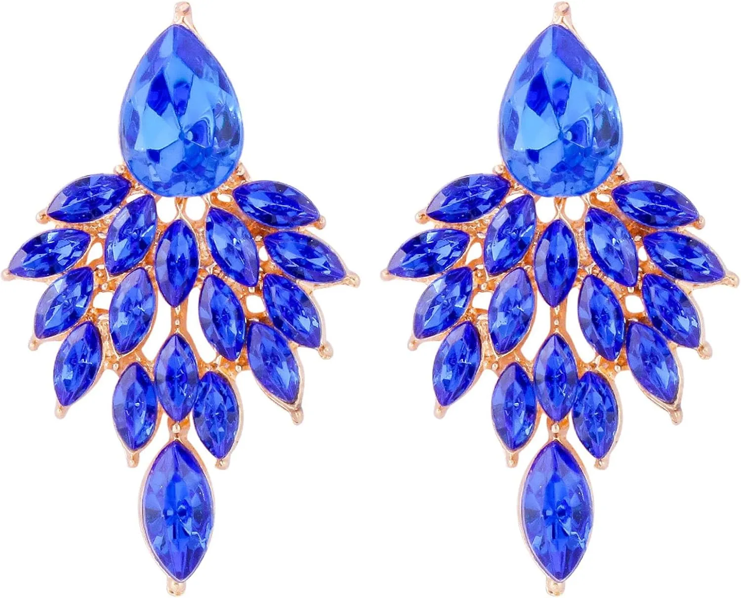Colourful Rhinestone Statement Dangle Earrings,Fashion Dainty Crystal Drop Earrings Vintage Boho Shiny Leaf-shaped Flower Stud Earrings Wedding Jewelry Gifts for Women
