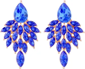 Colourful Rhinestone Statement Dangle Earrings,Fashion Dainty Crystal Drop Earrings Vintage Boho Shiny Leaf-shaped Flower Stud Earrings Wedding Jewelry Gifts for Women