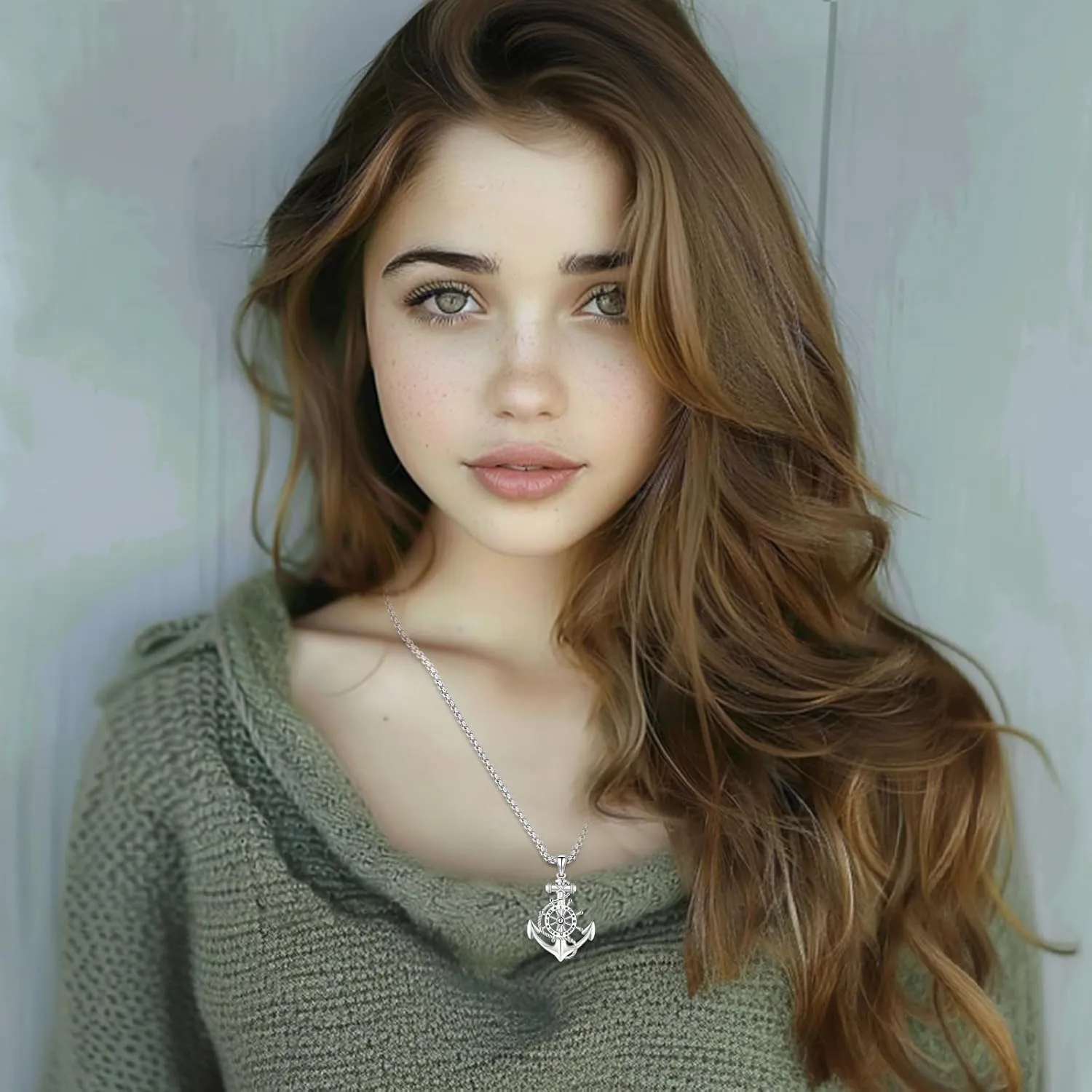 Compass Necklace for Women Men 925 Sterling Silver Pendant Urn Necklaces for Ashes Picture Locket Necklace Anchor Necklace Viking Necklace Crystals CZ Moonstone Abalone Shell Turquoise Compass Jewelry