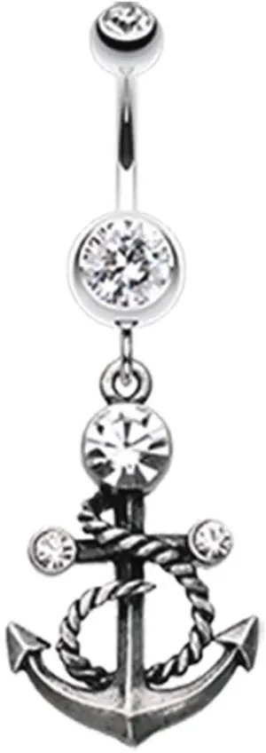 Covet Jewelry Antique Finish Classy Anchor Belly Button Ring