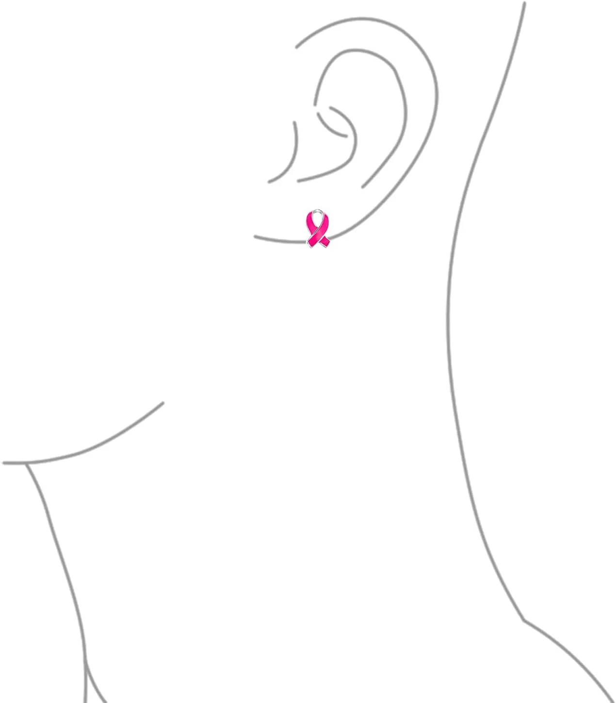 Created Opal Enamel CZ Cubic Zirconia Pink Ribbon For Breast Cancer Awareness Pendant Stud Earrings For Women .925 Sterling Silver October Birthstone