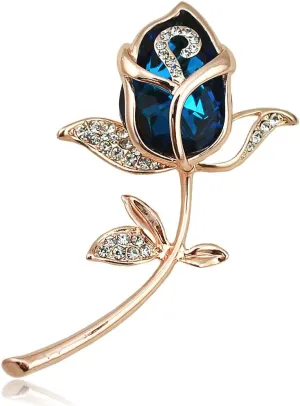 Created Rhinestone Crystal Brooch, Classy Rose Flower Fashion Pin Gift for Women Girls