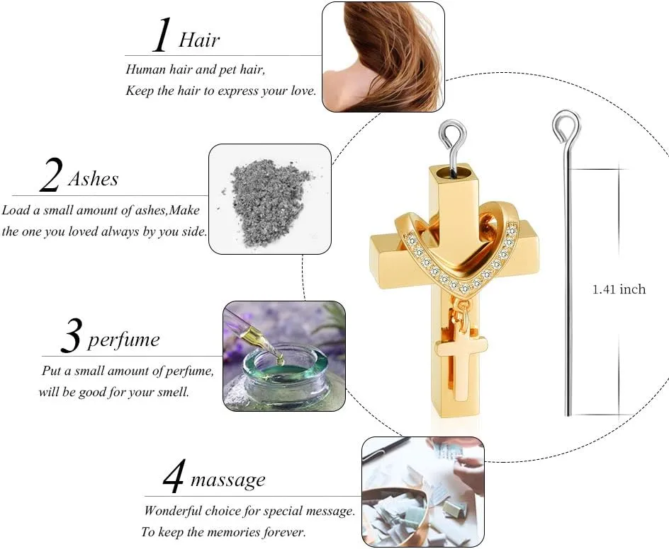 Cremation Jewelry for Ashes Pendant - Cross Urn Necklace with Mini Keepsake Urn Memorial Ash Jewelry