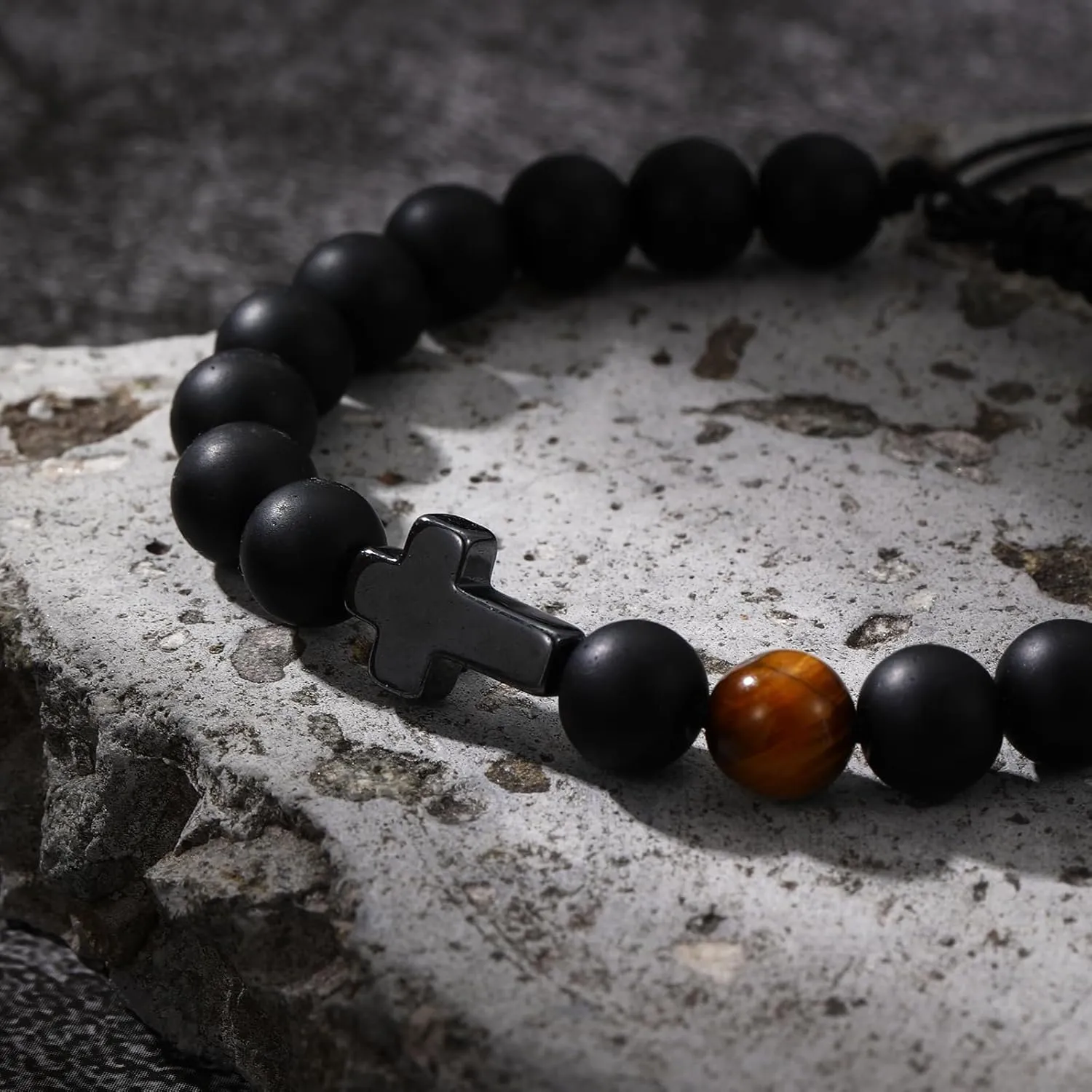 Cross Bracelet Gifts for Bonus Dad Son, Fathers Gifts for Men First Communion Confirmation Gift for Boys Teens Religious Christening Baptism Easter Basket Stuffers Jewelry for Him