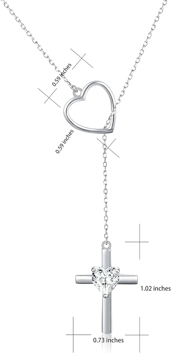 Cross Necklace 925 Sterling Silver Infinity Love of God Heart Cross Pendant Necklace Christian Gift for Women