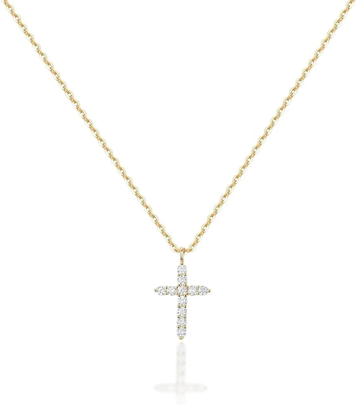 Cross Necklace for Women, Dainty Gold Necklace for Women, Gold Cross Necklaces for Women Trendy, Double Cross Necklace for Women, Charm Necklace with Cross Pendant