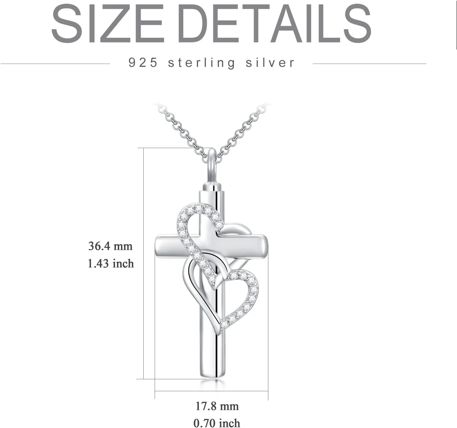 Cross Urn Necklace for Ashes 925 Sterling Silver Cross Birthstone/Birth Flower Cremation Necklaces Custom Personalized Name Memorial Keepsake Cross Jewelry Pendant for Women Men