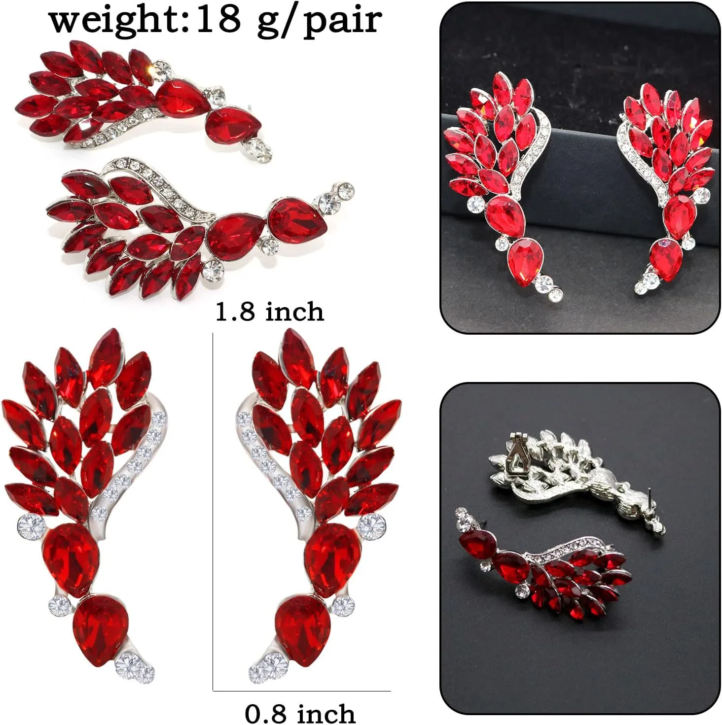 Crystal Zircon Leaf Climbers Crawler Earrings Cute Rhinestone Ear Cuff Wrap Clip Stud Earring Climber Top Ear Clip Fashion Jewelry Jacket for Women Gold Silver Plated