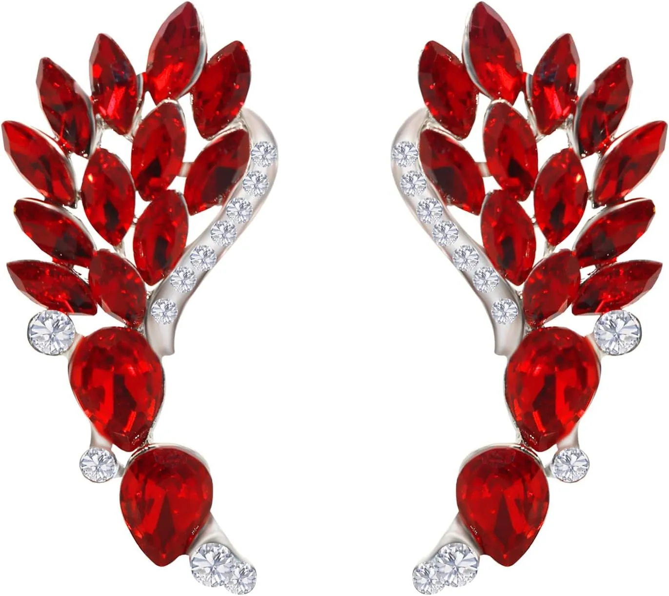 Crystal Zircon Leaf Climbers Crawler Earrings Cute Rhinestone Ear Cuff Wrap Clip Stud Earring Climber Top Ear Clip Fashion Jewelry Jacket for Women Gold Silver Plated