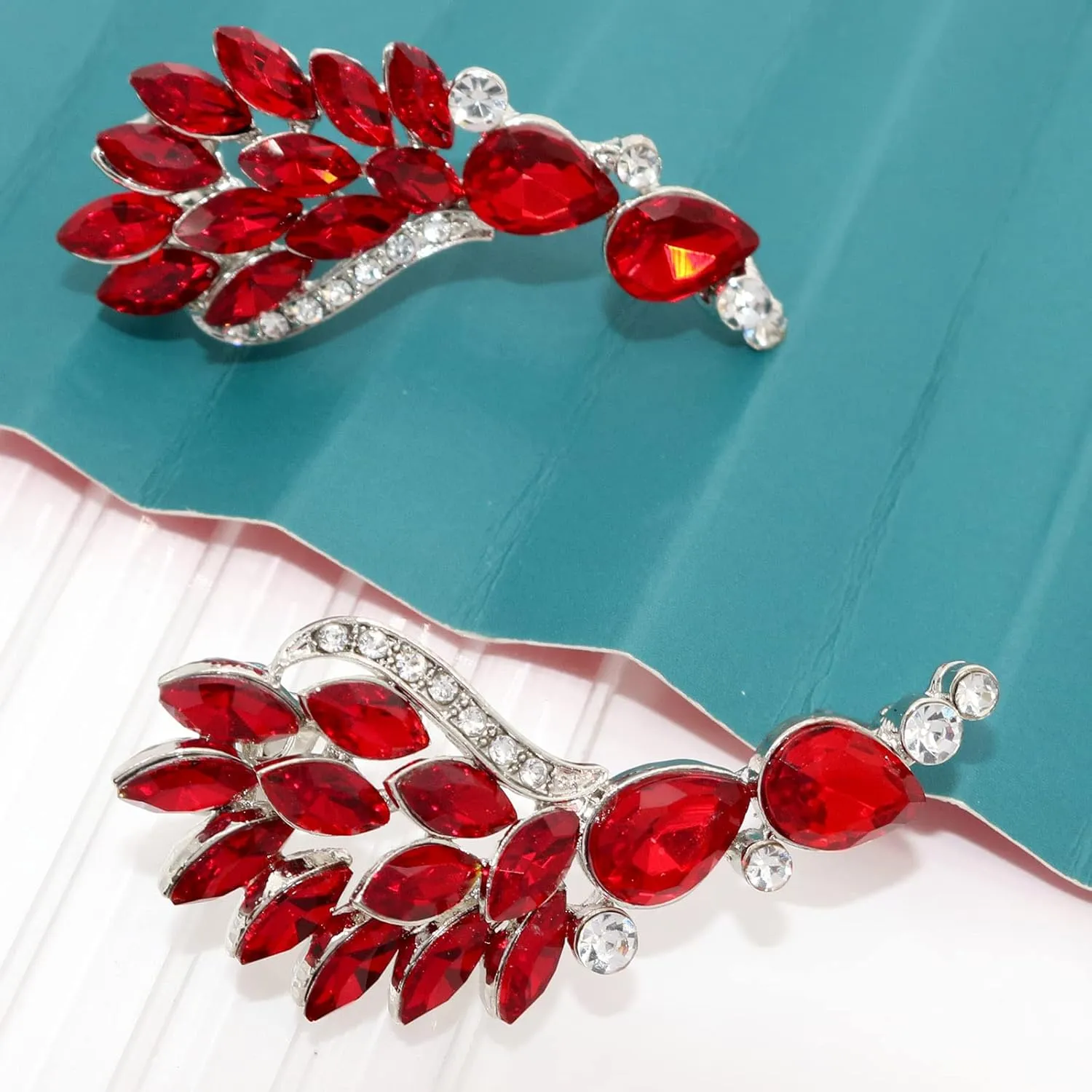 Crystal Zircon Leaf Climbers Crawler Earrings Cute Rhinestone Ear Cuff Wrap Clip Stud Earring Climber Top Ear Clip Fashion Jewelry Jacket for Women Gold Silver Plated