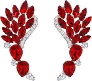 Crystal Zircon Leaf Climbers Crawler Earrings Cute Rhinestone Ear Cuff Wrap Clip Stud Earring Climber Top Ear Clip Fashion Jewelry Jacket for Women Gold Silver Plated
