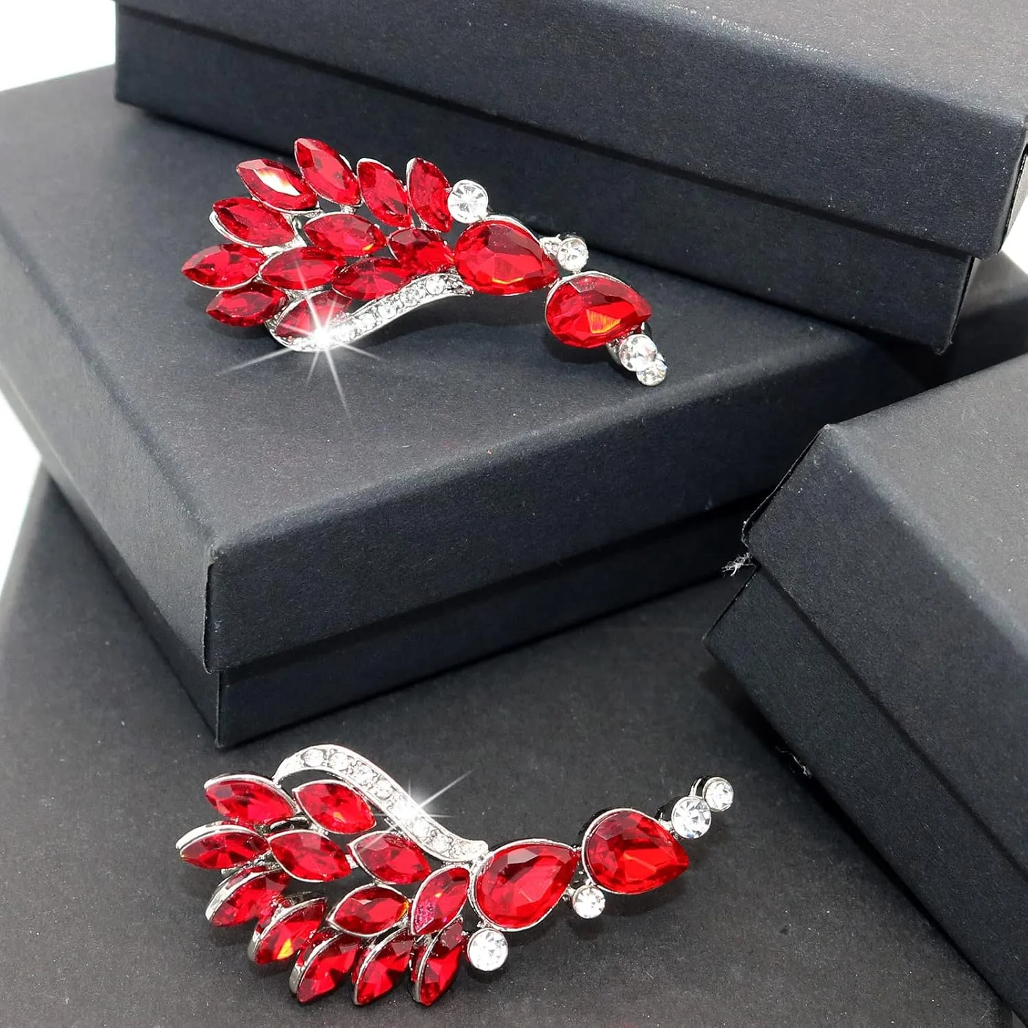 Crystal Zircon Leaf Climbers Crawler Earrings Cute Rhinestone Ear Cuff Wrap Clip Stud Earring Climber Top Ear Clip Fashion Jewelry Jacket for Women Gold Silver Plated
