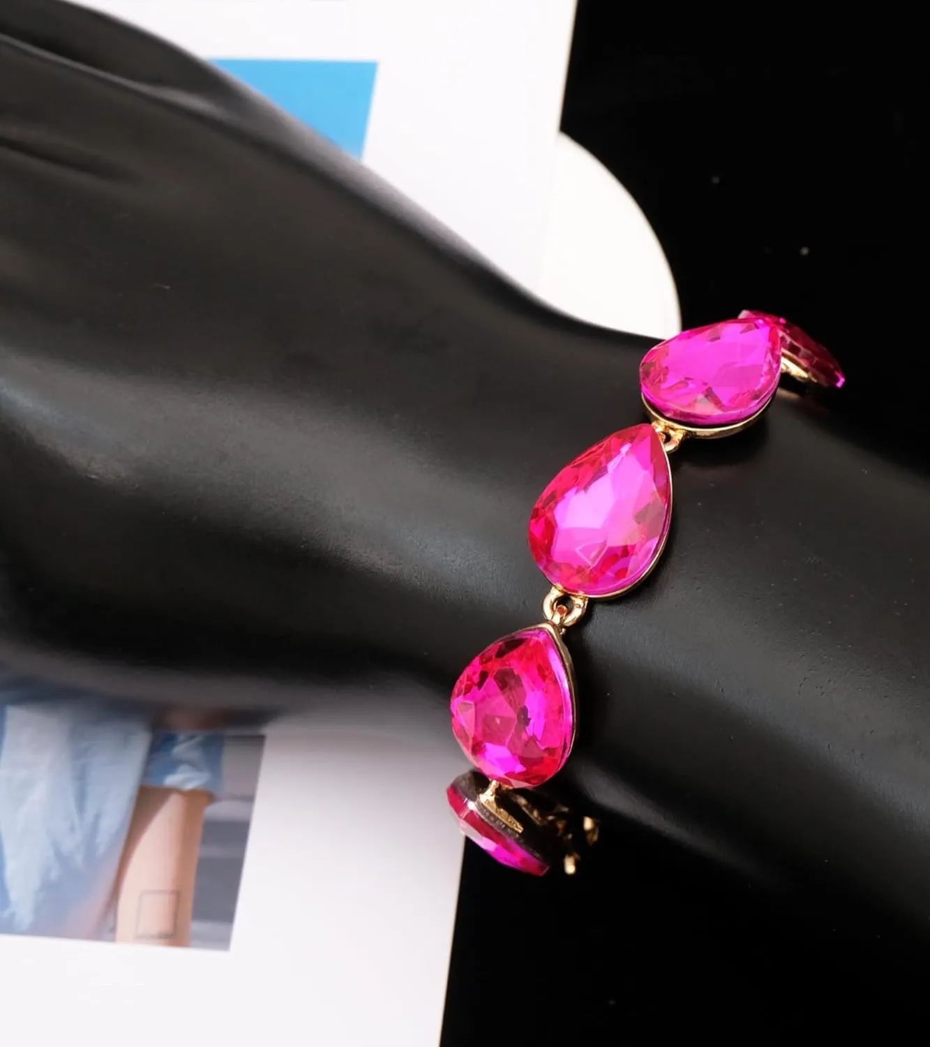 CSY Elegant Bridal Necklace Earrings Bracelet Ring Set for Bride Bridesmaid Tear Drop Crystal Wedding Prom Costume Jewelry Sets for Women