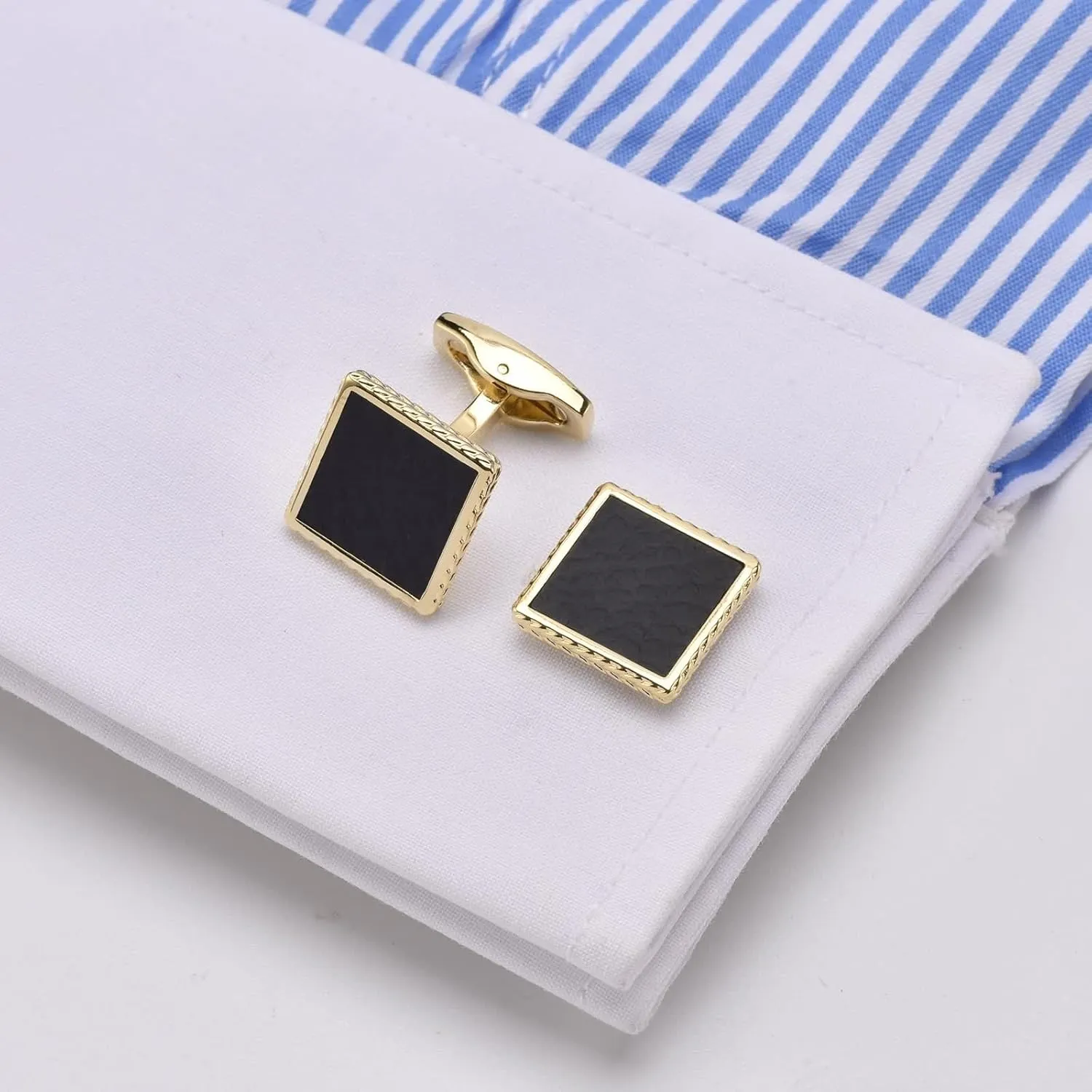 Cufflinks Men, Cuff Links Unique Square Wedding Jewelry Silver/Gold for Dress Shirt Tuxedo with Gift Box
