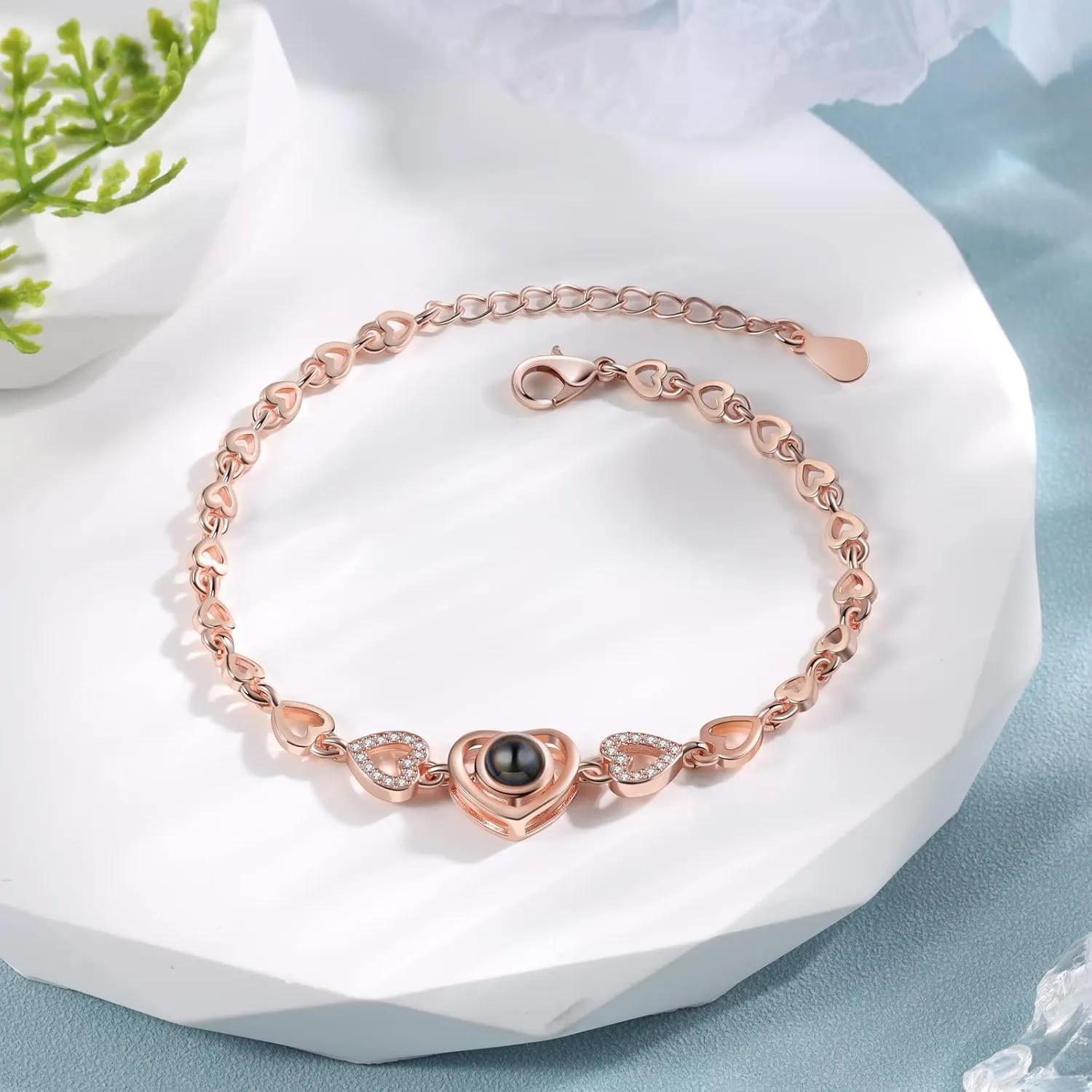 Custom Bracelet with Picture inside Personalized Projection Bracelets with Photos, Picture Bracelet Personalized Photo Memorial Bracelet for Women Couples Girlfriend Mom
