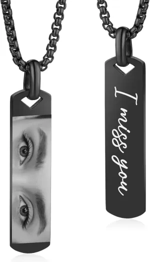 Custom Chain for Men Women with Eyes Picture Necklace Personalized Photo Pendant Necklace Unique Jewelry Gifts for Him Her