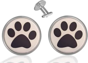 Custom Classic Jewelry Tuxedo Shirt Sliver Cufflinks Men's Unique Business Wedding Gifts (Dog Paw Print)
