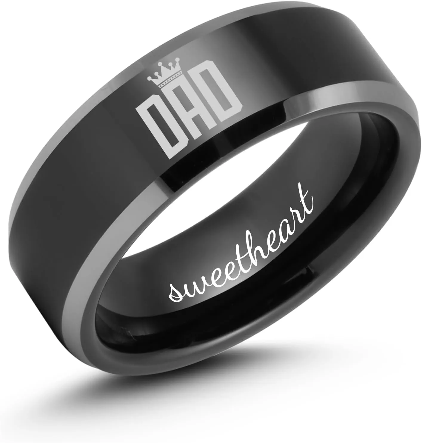 Custom Rings for Men Engraved Tungsten Wedding Band, 6MM/8MM Black Silver Red, Anniversary Promise Rings for Husband, Personalized Jewelry Engagement Gift