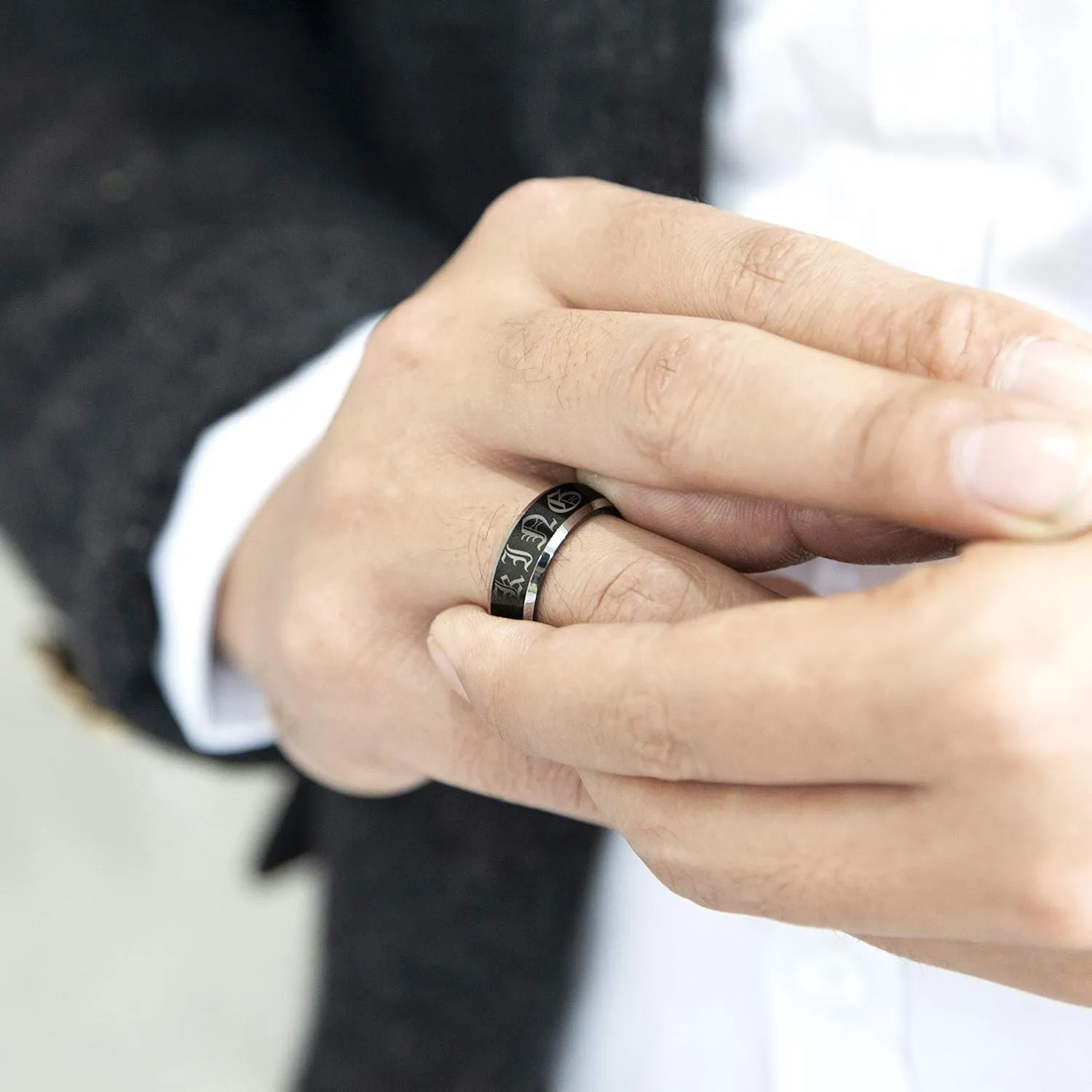 Custom Rings for Men Engraved Tungsten Wedding Band, 6MM/8MM Black Silver Red, Anniversary Promise Rings for Husband, Personalized Jewelry Engagement Gift