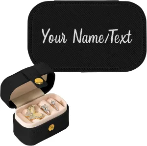 Customized Jewelry Box Gifts for Women Custom Jewelry Travel Case Design Your Own Photo Text Name Personalized Jewelry Organizer Boxs for Valentines Birthday, Black, 2.56 * 1.53 * 1.85in