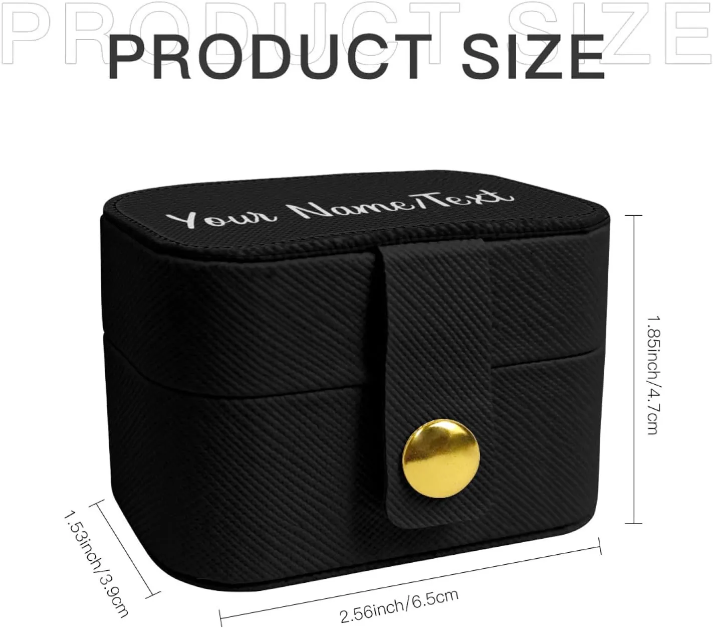 Customized Jewelry Box Gifts for Women Custom Jewelry Travel Case Design Your Own Photo Text Name Personalized Jewelry Organizer Boxs for Valentines Birthday, Black, 2.56 * 1.53 * 1.85in
