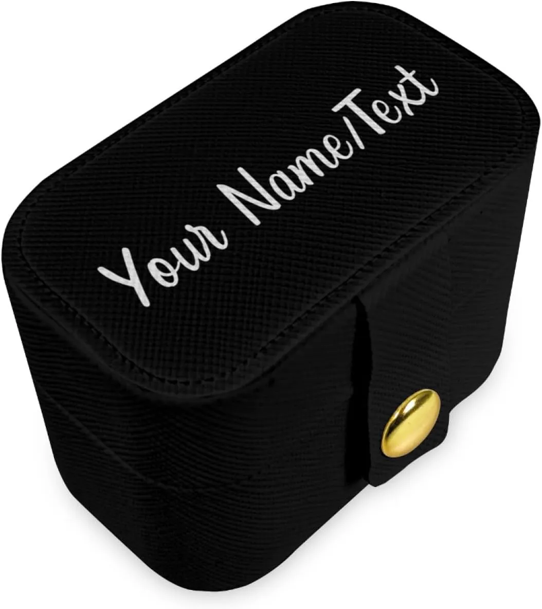 Customized Jewelry Box Gifts for Women Custom Jewelry Travel Case Design Your Own Photo Text Name Personalized Jewelry Organizer Boxs for Valentines Birthday, Black, 2.56 * 1.53 * 1.85in