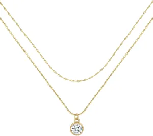 Cute Diamond Necklace Charm Minimalist CZ Necklaces for Women 14K Gold Plated Tiny Chain Layered Choker Necklace Jewelry for Women Girls