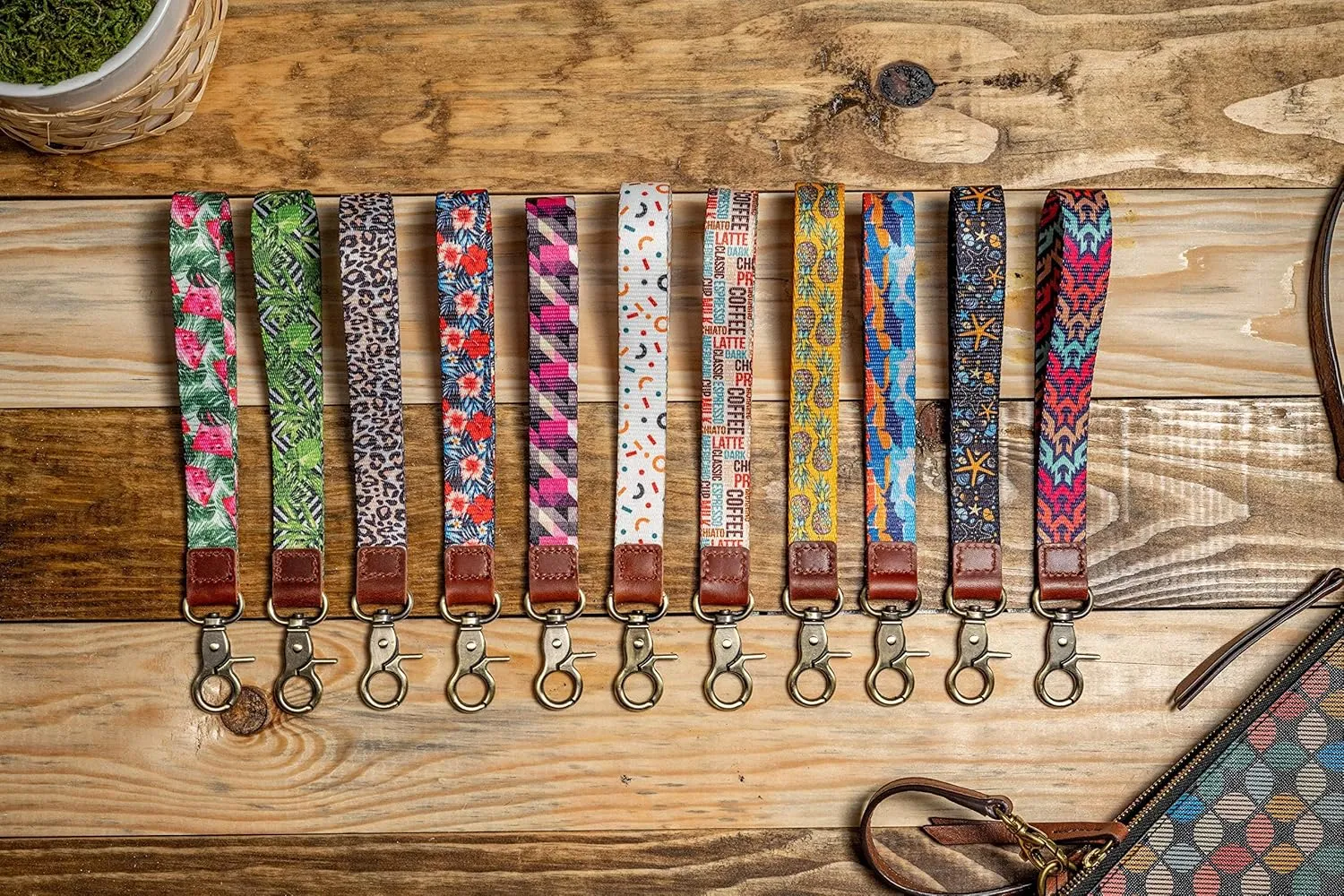 Cute Keychain Wrist Lanyard Key Wristlet Bracelet Leather for Women