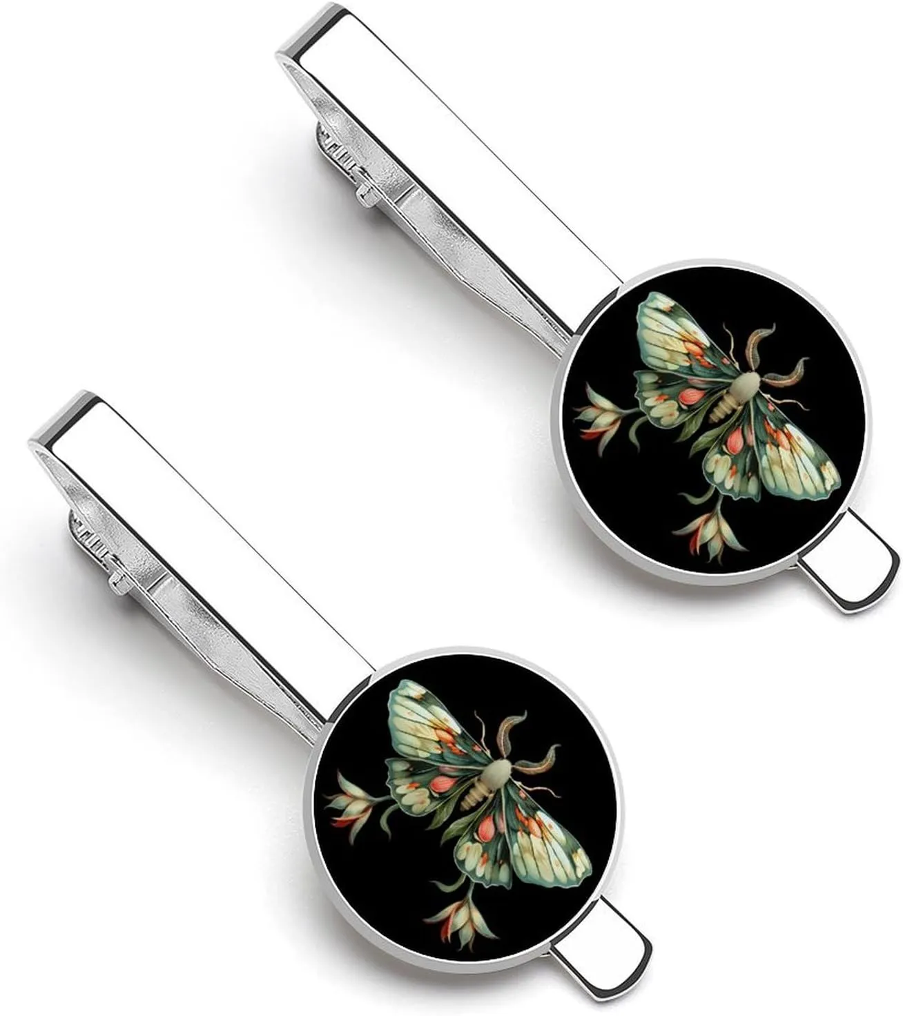 Cute Moth Beautiful Butterfly Insect Men's Tie Clip Round Tie Bar Tie Tack Pins Jewelry Accessories for Father's Day Gifts