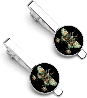 Cute Moth Beautiful Butterfly Insect Men's Tie Clip Round Tie Bar Tie Tack Pins Jewelry Accessories for Father's Day Gifts