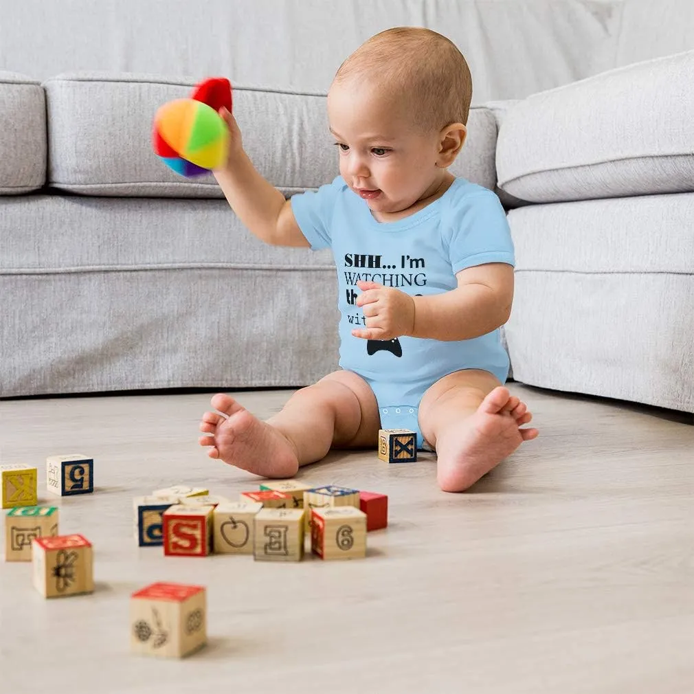 Cute Rascals Custom Baby Bodysuit Shh I'M Watching The Game with Dad Gamer Dad Father's Day Cotton