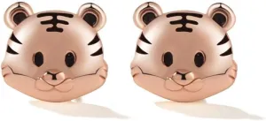 Cute Tiger Tiny Stud Earrings for Women Sterling Silver Plated Small Zodiac Lucky Tigers Animal Cartilage Tragus Piercing Sleeper Studs Earring Lovely Jewelry New Year Gifts Hypoallergenic
