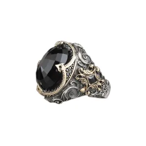 CZ Onyx Ring Sterling Silver, Large Gemstone Ring, Vintage Style Ring, Unique Jewelry, Handmade Silver Ring, Birthday Present