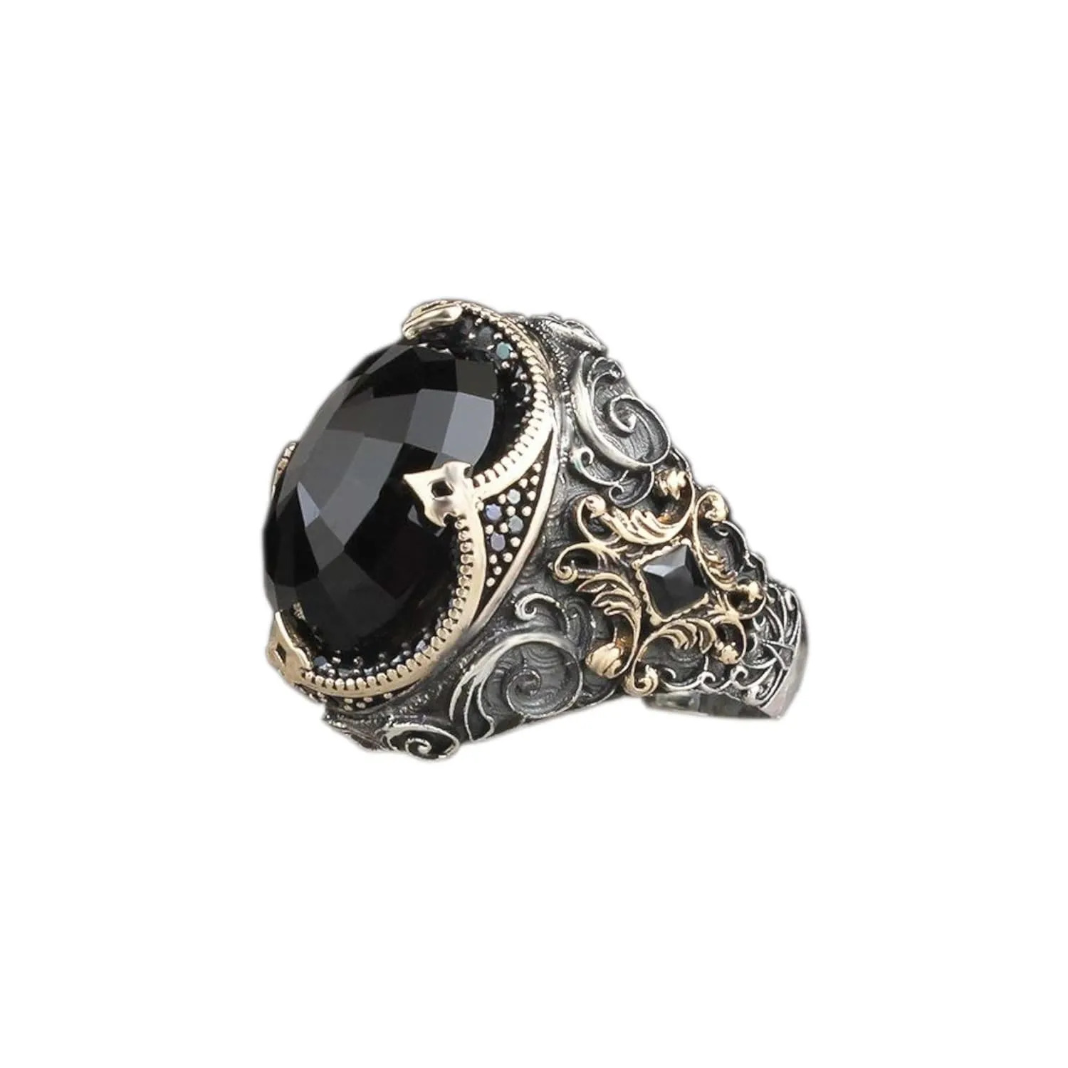CZ Onyx Ring Sterling Silver, Large Gemstone Ring, Vintage Style Ring, Unique Jewelry, Handmade Silver Ring, Birthday Present