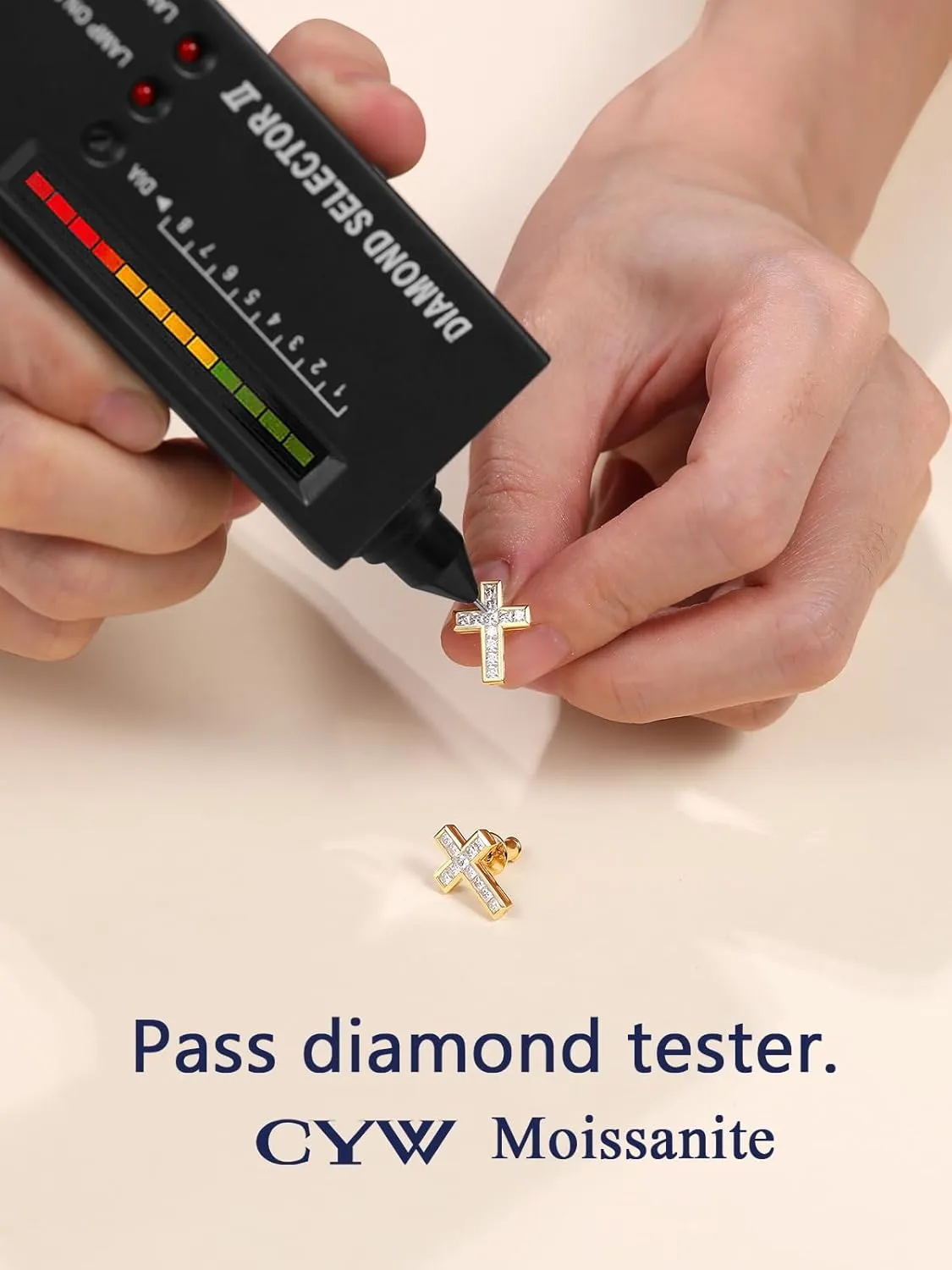 D Color VVS1 Clarity Moissanite Sparkle Cross Earrings Unisex, Really Authentic Solid 925 Sterling Silver Hypoallergenic, Birthday Anniversary Valentines Ideal Gift for Women Men
