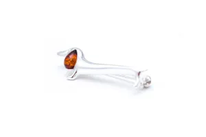 Dachshund Amber Dog Brooch - Sterling Silver & Baltic Amber, Perfect Accessory for Dog Lovers