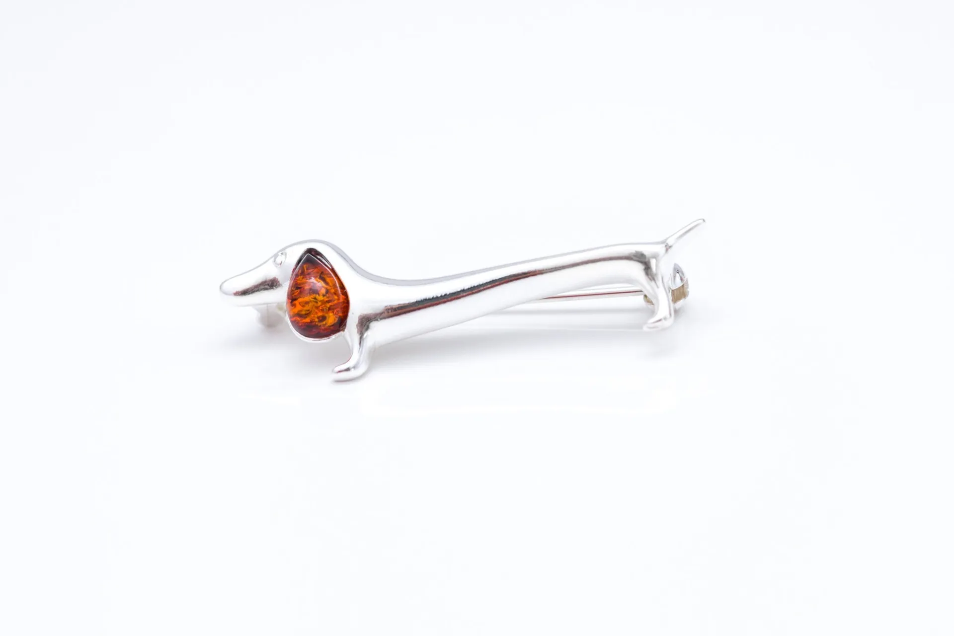 Dachshund Amber Dog Brooch - Sterling Silver & Baltic Amber, Perfect Accessory for Dog Lovers