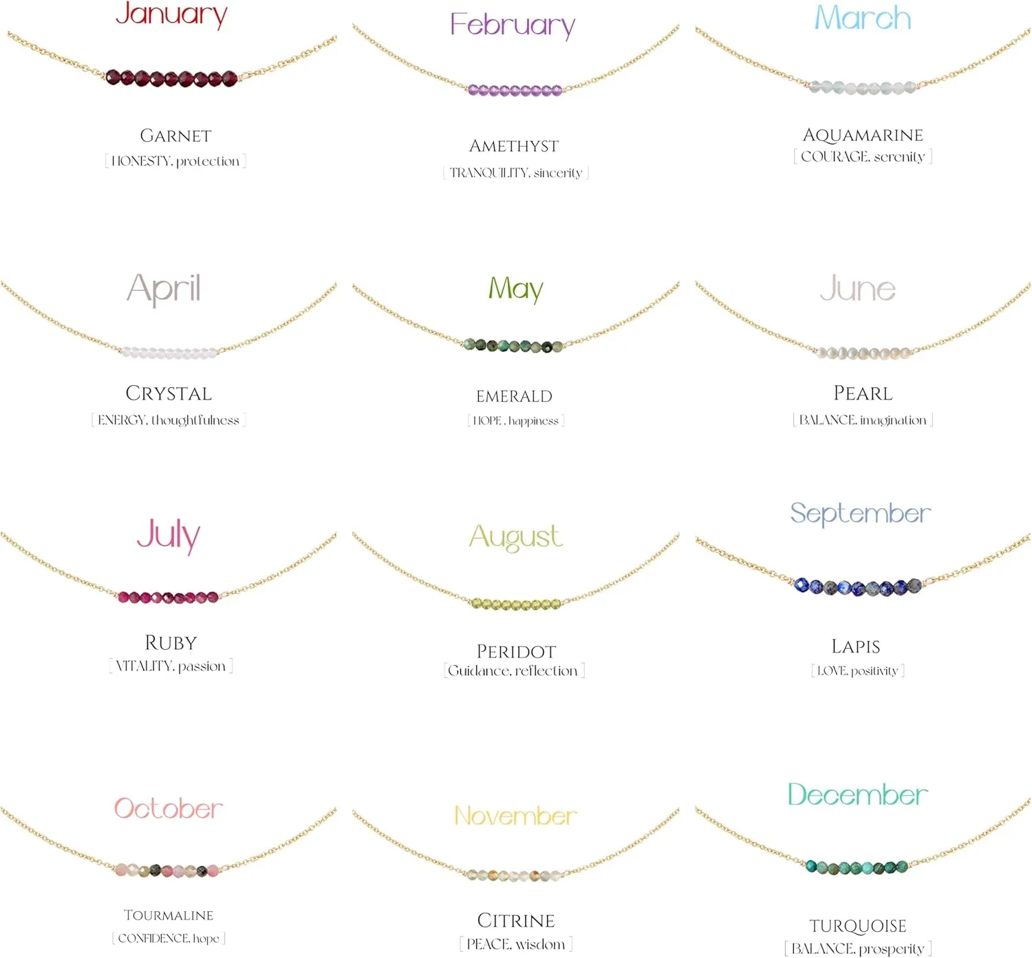 Dainty Birthstone Beaded Bar Necklace,18K Gold Plated Handmade Faceted Turquoise,Lapis,Amazonite,Tiger Eye,Emerald,Ruby,Blue Apatite,Opal Stone Necklaces for Women